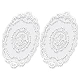 AOZUO 2 Pack Retro Lace Placemats, French Crochet Doilies Handmade White Embroidered Table Mats Farmhouse Placemats Cup Mat Vase Mat 17.5x11inch