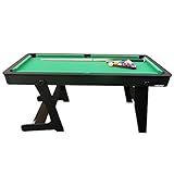 VIAVITO PT100X Folding Pool Billiards Table with Accessories, Space Saving Steady Portable Family Leisure Game Table Set for Kids & Adults w/Cues, Balls, Chalk, Triangle & Brush, Size- 5ft Green