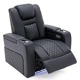 More4Homes BROADWAY HOME THEATER RECLINER SOFA | AIR LEATHER, POWER HEADREST, POWER RECLINER, AMBIENT LIGHTING, CUP HOLDERS CINEMA ARMCHAIR SOFA CHAIR (Black without Tray, 1 Seater)