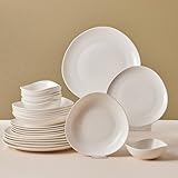 Karaca Streamline Rubicon White Dinner Set for 6 People - Bone China Plates and Bowl - Kitchen Dinner Service Crockery Set - 24 Piece