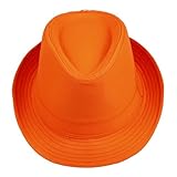 COMVIP Fluorescence Stripe Fedora Trilby Cap Sun Hat Orange