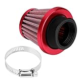 38mm Motorcycle Clamp-On Air Intake Filter Kit, Universal Auto Cold Air Intake Scooter Atv Dirt Pit Bike Air Filter HIgh Flow(Red)