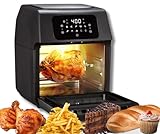 Trendi 12L Rotisserie Air Fryer Oven with Rapid Air Circulation and Large Window with Interior Light,Thermostat Control,9 Pre Set Modes,1800Watt,Black