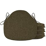 OVOV Chair Cushions for Dining Chairs Set of 4 Windsor Seat Cushion for Kitchen Room Chair Thick Textured Chair Pads with Ties and Non-Slip Bottom(42x39.5 cm/16x15 Inch Khaki)