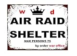 Ecool Air raid shelter by order war office ww2 poster retro shabby chic vintage style picture metal wall plaque sign (150mm x 100mm)