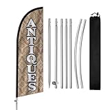 Antiques Feather Flag,8FT Antiques Advertising Flag with Stainless Steel Flagpole,Ground Spike,Antiques Signs for Businesses and Storefronts