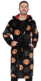 Manchester United Mens Official F.C. Dressing Gown Fleece Hooded Man Utd Robe (Medium)