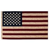 SYII Vintage American Cotton Flag 3x5 Ft, Luxury Embroidered Stars and Double Stitched Sewn Stripes, Heavy Duty Cotton US Flags for Indoor Outdoor