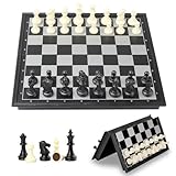 Magnetic Chess Set - Cestamor Chess Board Folding Travel Chess Portable - 2 Extra Queens - 25x25cm Board Games for Kids Adults Gifts