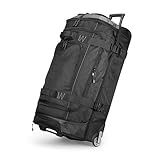 Amazon Basics Rolling Travel Duffel Bag, 137L, Lightweight and Durable Trolley in Ripstop Fabric, Large Capacity with Telescopic Handle, Ideal for Travel, Work, and Leisure, Black