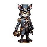 Vintage Victorian Inventor Cats Sculpture Resins Ornament Halloween Decoration For Living Room Home Office Car Interior Steampunk Cats Resins Figurine