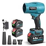 Yofidra Leaf Blower Cordless, Upgraded Brushless Turbine 33000RPM 300m/s, 2x6.0Ah Batteries & Charger, 3-Speed & 4 Nozzles, Electric Garden Blower for Garden/Patio Cleaning, Lawn Care & Snow Removal