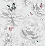Superfresco Easy Origami White/Grey Wallpaper | Paste The Wall | White/Grey Floral | Eco-Friendly
