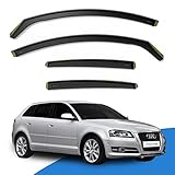 EdgeVisors Wind Deflectors | Fits: Audi A3 MK2 (2003-2012) 5 Door Sportback Hatchback 4pc Set | In-Channel Rain Guards for Wind, Rain & Sun Protection, Easy Installation - Tinted