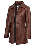 fjackets Real Leather Jacket Women - Lambskin Long Coats For Women - Kandis Cognac Trench Coats For Women | [1515034] L