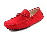 MINITOO Comfortable Loafers Shoes for Men Casual Driving Moccasins Slip-on Dress Shoes with Knot Summer Red UK 8