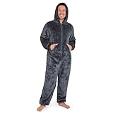 CityComfort Onesies for Men and Teens, Loungewear Fleece Pyjamas Men All in One Jumpsuit Nightwear (Dark Grey, M)