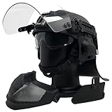 SIANKO Tactical Helmet Set, All in One Full Head Anti-Riot Gear, Steel Mesh Mask, Goggles, Ear/Neck Protection, For SWAT Airsoft Wargame Cosplay