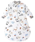 Chilsuessy Baby Sleeping Bag with Detachable Sleeves Winter 3.5 Tog Kids Sleeping Bag 100% Cotton Very Soft Sleep Bag for Infant Toddler, Panda forest/2.5 Tog, 6-18 Months