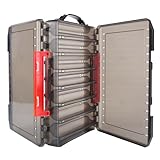 Double Sided Lure Box with Handheld, 14 Compartment Fishing Lure Tackle Box with Drain Hole, 27.5 x 19.5 x 5cm Fishing Tackle Accessory Case for Hard or Soft Lures