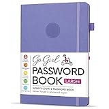 GoGirl Password Book with Alphabetical tabs – Internet Address & Password Keeper Logbook for Password Organization, Journal Notebook for Saving Website Logins. Large Size 18 x 25.5cm - Lavender