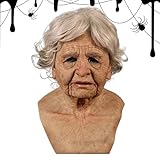 Latex Old Man Face Cover – Realistic Adjustable Helmet Headgear, Lifelike Costume | Perfect for Halloween Carnival Masquerade, Haunted House, Theater Play, Cosplay, Christmas Party, Costume Event