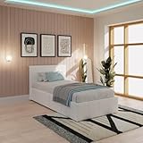 GFW Classic Leather Upholstered Ottoman Storage Bed With Gas Side Lift & Under Bed Storage, Single, White