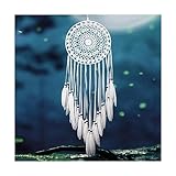 LXINMFEWY Beautiful White Dream Catcher Feather Weaving Wall Hanging Home Living Room Adult Kids Bedroom Decor Handmade