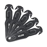 Nova Safety Cutter Tool, Safety Box Cutter Knife, Ergonomic Film Cutting Blade, Box, Strap, Carton, Package, Envelope and Letter Opener (5, Black)
