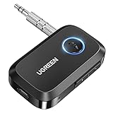 UGREEN Bluetooth 5.4 Adapter for Car, Receiver for Car/Home Stereo/Speaker/Wired Headphones, Handsfree Call, Dual Device Connection, 15 Hour Playtime