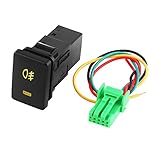 DC 12V 4 Wire Car Fog Light Switch - On-off Button for Yellow Indicator - Rear Fog Light Switch