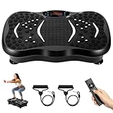 EVOLAND Vibration Plates, Vibration Fitness Exercise Machine for Home Use, with Bluetooth Speaker, 5 Program Modes, 2 Resistance Bands, Vibration Fitness Trainer, 330lb Max Load (B)