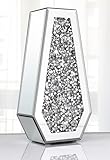 Crushed Diamond Mirror Vase, 30cm, Silver, Glass, Decorative Bling Crystal Vase for Home Decor, Centrepieces