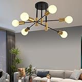 ZYDTRIP Sputnik Chandelier, Industrial Semi Flush Mount, Gold 6-Light Modern Ceiling Light for Bedroom, Living Room, Dining Room, Kitchen, Office, Hallway