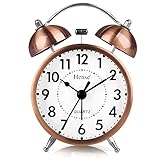 Retro Alarm Clock Old Fashioned Alarm Clock that Doesn'T Tick, Bedside Alarm Clock for Heavy Sleepers, with Night Light, Battery Operated Bedroom Alarm Clock, Easy Enough to Set Bedside Table Clock