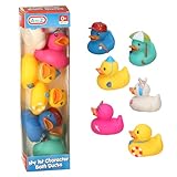 A to Z My 1st Character Bath Ducks Set, 6 Colourful Rubber Ducks, Baby Bath Toys, 0+ Months, Multicolor (Yellow, Pink, Blue, Mint Green)