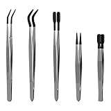 Entomology Forceps Set by MMOBIEL [5 Pcs] – Stainless Steel Precision Instruments with Rubber Tip Forceps Tweezers for Entomology, Insect/Bug/Butterfly Pinning, Dissecting, Taxidermy and Delicate Work