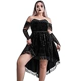 Women Black Gothic Dress Clearance for Ladies Short Sleeve Off Shoulder Lolita Dresses Lace Trim Layered Tulle Midi Dress Prom Evening Cocktail Dress Medieval Renaissance Vintage Dresses XL-3XL