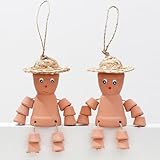 VELENTI Clay Garden Decor - Set of 2 Terracotta Pot Man Bill and Ben Style Ornaments - Lovely Outdoor Accessories - Figurines for Patio, Front Porch