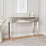FABS Ivy Dressing Table with Drawers - Mirrored Makeup & Vanity Desk for Bedroom, Living Room & Hall - Modern Glass Design