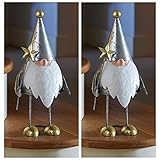 Marco Paul Christmas Set of 2 Gonk Silver Gilt Festive Figurine Xmas Ornament Hand-Painted Decorative Metallic Statue Novelty Figure