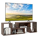 COSTWAY TV Stand Cabinet for 60 Inch TVs, Free Combination Adjustable Media Entertainment Center with L-Shaped Storage Shelves, Wooden TV Unit Console Table for Living Room Bedroom (Rustic Brown)