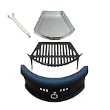 Complete Cast Iron Fire Set. Comprising of Grate Ashpan & Lifting Tool & Bowed Front Fret Black 16"