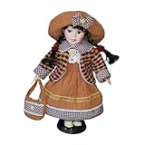 Luwecf Porcelain Doll Collectible Decorative Porcelain Figurine Doll Woman Elegant Outfit And Fine Details for Collection Birthday Gift Home Accessory, Brown