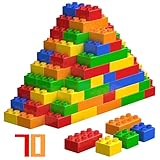 WYSWYG Big Building Blocks Sets for Age 3-5, Large Building Bricks Compatible with Duplo Building Bricks, Kid Building Blocks for Ages 3 4 5 6, Big Blocks Gifts for Boys Girls, 70PCS.