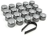 Partsdealers Round Type Wheel nut covers for Audi A1 A3 A4 A5 A6 A7 A8 TT Q3 Q5 Q7 Mk2, Q8 17mm (Alloy Grey)