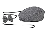 Matissa Newborn Baby Boy Newsboy Cap and Bow tie Set Gatsby Cap Pageboy Golf hat mothers day gift (Grey (3))