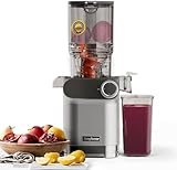 Anybear Cold Press Juicer, 200W Masticating Slow Juicer 4.3" Large Feed Chute Fit Whole Fruits Vegetables | Upgraded Auger | Tritan Materials | BPA Free | Juice Recipes (Silver)