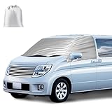 Opaltool External Thermal Windscreen Cover for Nissan Elgrand E51 2002-2010, Luxury Front Windscreen Wrap Cover, Foldable Thermal Windscreen Cover Silver Wrap Black Out Screen Campervan