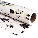 Ulmasinn Reversible Christmas Wrapping Paper Roll - 17" x33ft Double-Sided Designs with Luxury, Gold Nutcracker & Minimalist Black Forest, Xmas Gift Wrap for Presents, Table Decor & Crafting